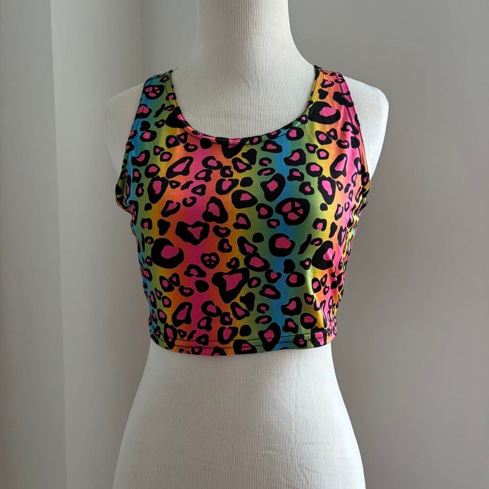 Rainbow Leopard Print Crop Top